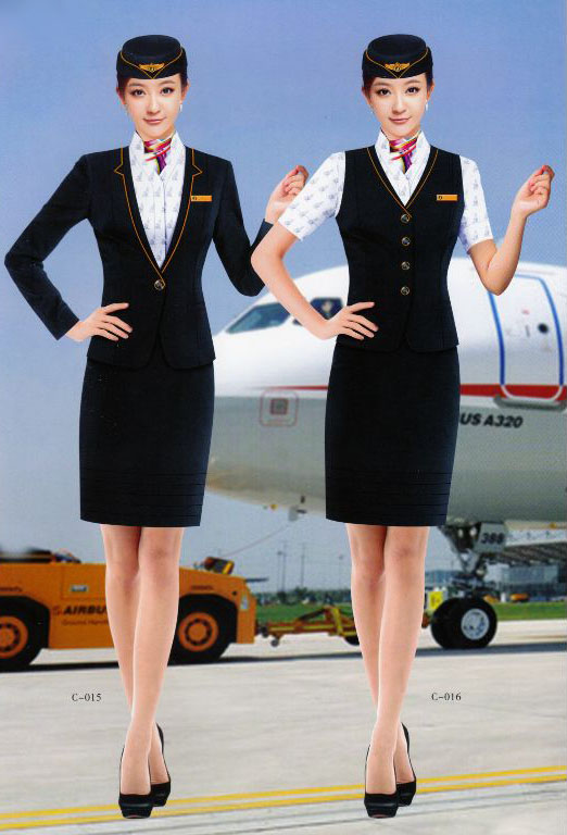 黑色时尚短裙款空姐制服图片_中国制服设计网