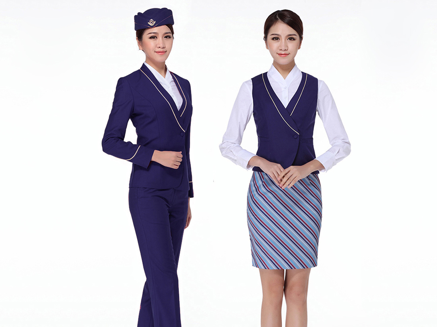 深紫色空姐职业装制服图片_中国制服设计网