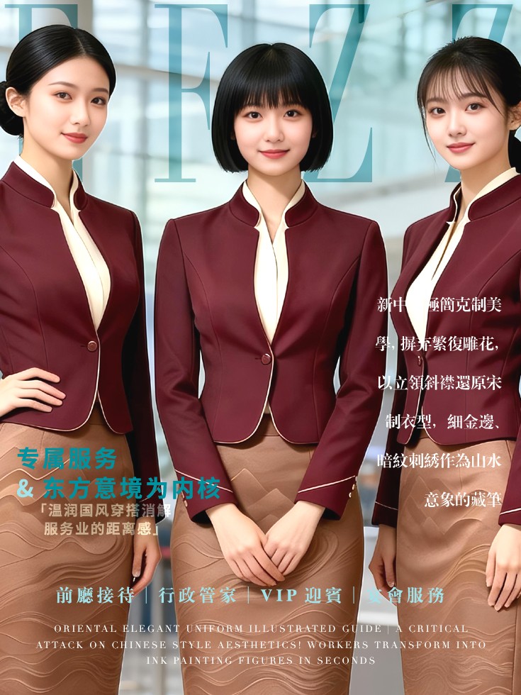 东方制式国风美学：多色系新中式前厅管家VIP接待员工作服合集