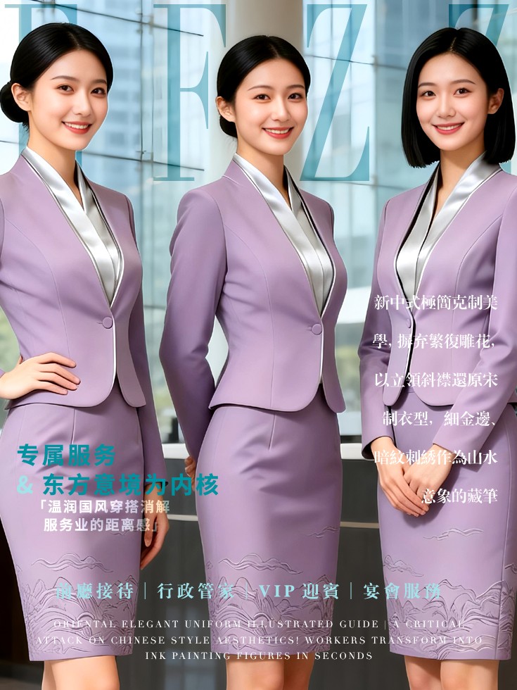 东方制式国风美学：多色系新中式前厅管家VIP接待员工作服合集