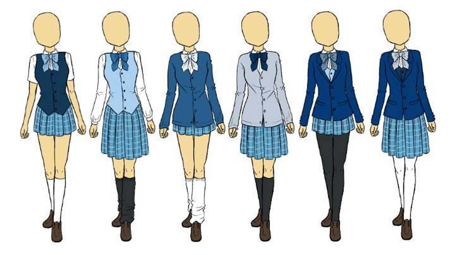 时尚优雅型中小学生校服服装款式图