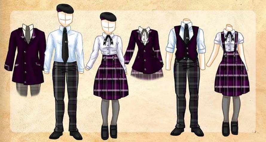 时尚优雅型中小学生校服服装款式图