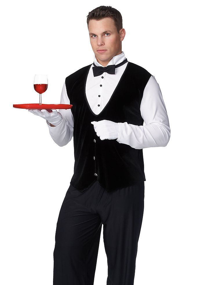 黑色衬衣马甲款西餐厅服务员制服图片