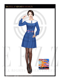 蓝色炫彩时尚连衣裙西餐厅服务员制服设计图1217