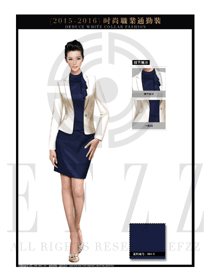 OL时尚藏蓝色女秋冬职业装套裙设计图1287