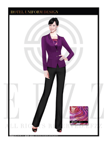 紫色女款酒店制服经理职业装设计图417