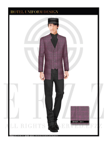 紫色男款酒店门童服装款式图1171