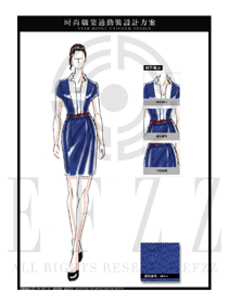 宝石蓝时尚OL女职业装制服设计图577