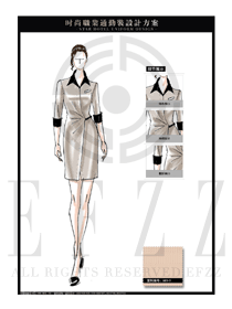 时尚卡其色OL女职业装制服设计图581