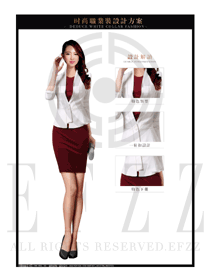 OL时尚白色女职业装夏装制服设计图639