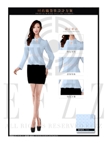 女时尚蓝色职业装长袖衬衫设计图301