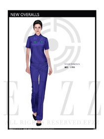 时尚蓝色女款工程服短袖夏装款式设计图184