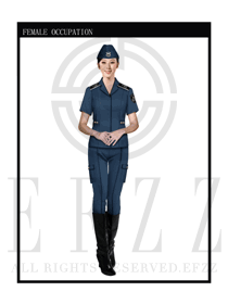 时尚深蓝色女款保安服短袖制服设计图263