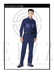 时尚深蓝色男款长袖工程服制服设计图098