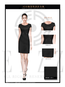 OL时尚黑色女职业装夏装制服设计图653
