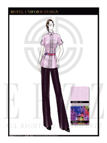 时尚粉紫色大堂总台收银接待员工服装款式图368