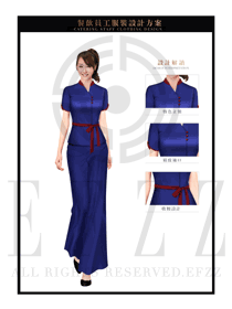 深蓝色女款快餐服务生制服设计图200