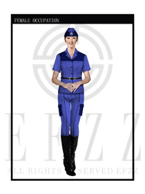 深蓝色女款保安服短袖服装款式图268