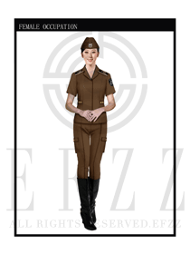时尚咖啡色女款保安服短袖制服设计图273