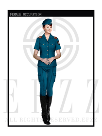蓝色女款保安服短袖服装款式图280