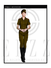 时尚深咖啡色女款保安服短袖制服设计图281