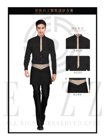 时尚黑色男款快餐服务生服装款式图211