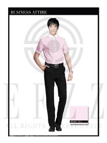 粉色男装短袖衬衫制服设计图041