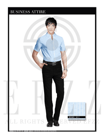 浅蓝色男装短袖衬衫制服设计图047