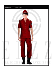 时尚玫红色男款保安服短袖制服设计图285