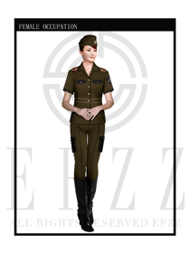 深咖啡色女款保安服短袖服装款式图286