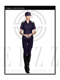 时尚紫色女款保安服短袖制服设计图293