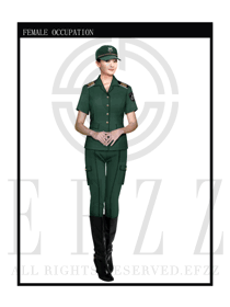 墨绿色女款保安服短袖服装款式图294