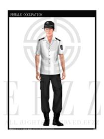 时尚白色男款保安服短袖制服设计图295
