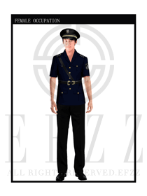 深蓝色男款保安服短袖服装款式图302