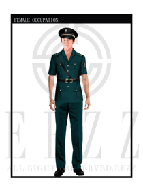 时尚墨绿色男款保安服短袖制服设计图303