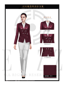 枣红色修身款女职业套装服装款式图1335
