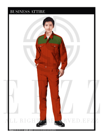时尚橘红色春秋男款工程服服装款式图1025