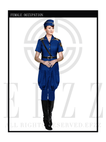 时尚蓝色女款保安服短袖制服设计图311