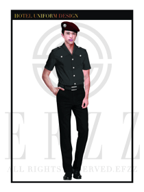 时尚黑色男款保安服短袖制服设计图319