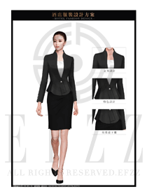 黑色女款西装酒店经理制服设计图467