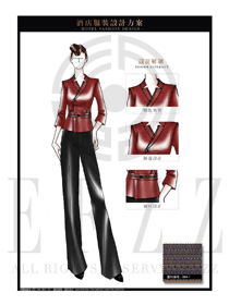 酒红色女款酒店民族特色服装款式设计图178