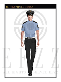 浅蓝色男款保安服短袖服装款式图328