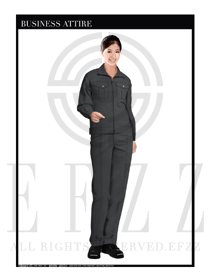时尚灰色春秋女款工程服服装款式图1035
