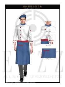 时尚白色西式餐厅厨师服装款式设计图391