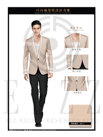 卡其色韩版修身款男职业装西服款式设计图405
