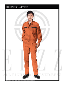 时尚橙色男款长袖工厂工作制服设计图1061