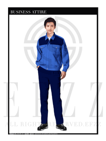 时尚深蓝色男款长袖工程制服设计图1065