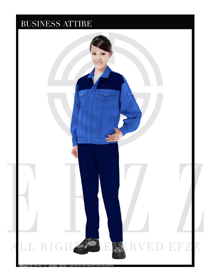 深蓝色女款长袖车间工作服装款式设计图1066