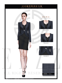 时尚灰色女款职业套装制服设计图1380