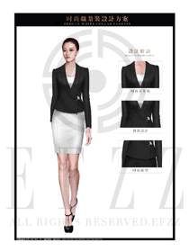 黑色韩版女秋冬职业装制服款式设计图1383